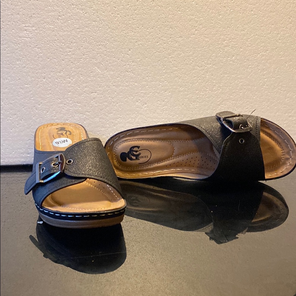 Black Comfort Mules with Cork Footbed